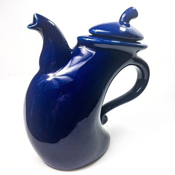 Michael Lambert ‘Struttin’ Dancing Teapot Signed Large Cobalt Blue Ceramic - Picture 2 of 12